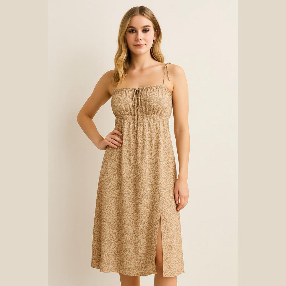 SHEIN Curve Floral Sundress Spaghetti Straps Side Split Adjustable Strap